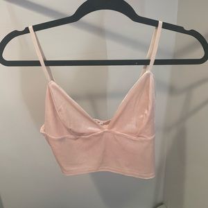 Light pink velvet crop top